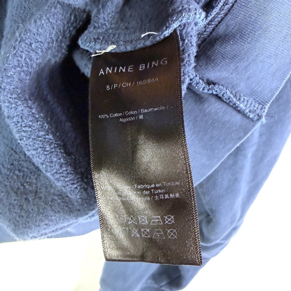 Anine Bing Miles Sweatshirt Navy Blue Chenille AB Patch Varsity Womens Sz S - Picture 8 of 10
